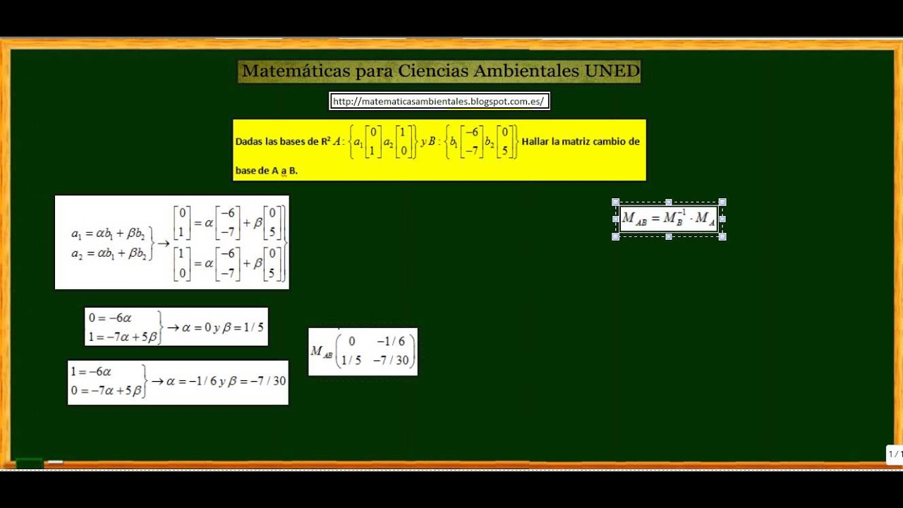 Ejercicio De Matriz De Cambio De Base - YouTube