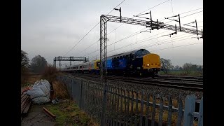 Trains passing Mill Marsh Lane with 37611 moving 378225 on 04/01/25