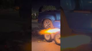 Truck shooting fire balls ! #trucks #drift #2step #flames #singlecab #trokas #silverado