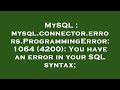 MySQL : mysql.connector.errors.ProgrammingError: 1064 (4200): You have an error in your SQL syntax;