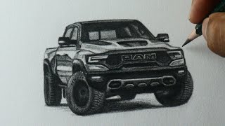 Como desenhar um carro - Dodge RAM 1500 TRX passo a passo - narrado