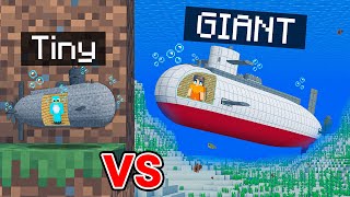 TINY vs GIANT: SUBMARINE HOUSE Build Challenge in Minecraft