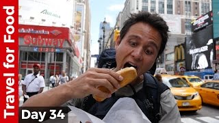 Hot Dog at Penn Station and Flying from NYC to Hong Kong on United Airlines (16
