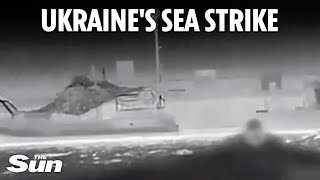Moment kamikaze drone blows up Putin speedboat - hours after Zelensky confirmed