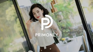 เสื้อเชิ้ตทำงานผู้หญิงแต่งโบว์แขนห้าส่วน - PRIMONLY