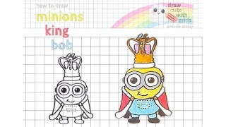 how to draw minions king bob easy | draw cute with grids