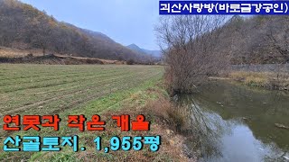 461. 괴산군 불정면. 산과 개울이 있는 조용한 곳 넓은 땅. 1,955평. 괴산사랑방, 괴산부동산, 괴산토지, 괴산땅, 괴산전원주택지.