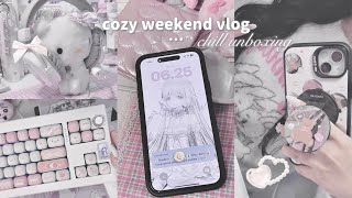 𝒗𝒍𝒐𝒈 | chill weekend unboxing 🐇₊✧ cute iPhone case CASEBANG, MD Widgets, white headset FIFINE H6 etc