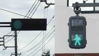 【信号機】群馬県桐生市仲町一丁目 グレー塗装の信号電材低コスト（3位灯・歩灯）#Shortvideo