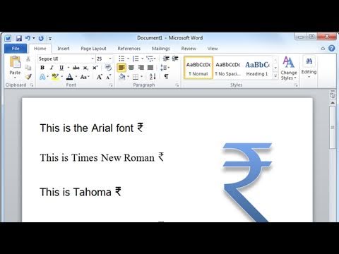 India Rupee Symbol in Microsoft Word India Rupee Symbol in Microsoft Word