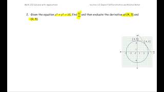 M212 3e Sec3_3 Implicit Differentiation - Ex 1 x^2 + y^2 = 25 Find dy/dx