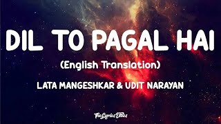 Dil To Pagal Hai (Lyrics) Lofi Mix - Lata Mangeshkar & Udit Narayan| English Translation | Lofi Song