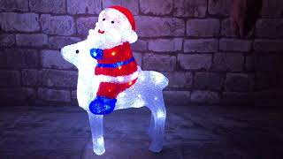 クリスマス LED イルミネーション クリスタル サンタクロース モチーフライト ビッグサイズ 3D 立体 ガーデニング 屋外用 電飾 KR-62