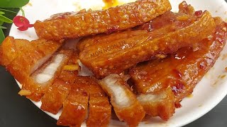 THỊT HEO CHIÊN NƯỚC MẮM da giòn thịt ngọt và cách chiên không bị bắn dầu