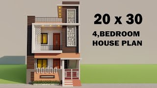 20 by 30 4 bedroom house design,600 sqft makan ka naksha,3D ghar ka naksha,new house planing,3D map