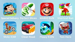 Special Delivery, Perfect Slices, Mario Run, Shortcut Run, Moto X3M, Clean Road, Flippy Knife