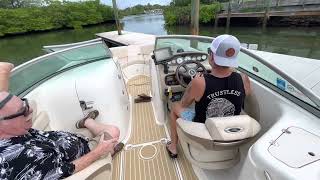 Docking lessons on a Chaparral 245 deck boat.