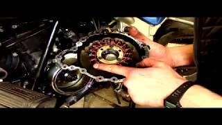 Triumph tiger 955i faulty stator test diagnosis and stator cover removal