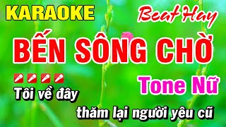 Karaoke Bến Sông Chờ (Beat Hay) Nhạc Sống Tone Nữ | Hoài Phong Organ