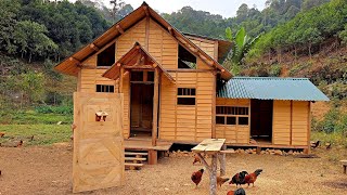 1 HOURS Alone Building A Wilderness Log Cabin.