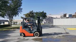 2015 Toyota 8FGCU25 forklift, 5000 lbs, 3 stage, sideshift, all original.