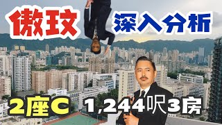 傲玟何文田銀主盤2座C 1,244呎3房2套呎價@$17,000起