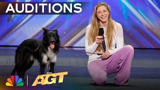 Roni And Her Dancing Dog Rhythm Bring an "UNBELIEVABLE" Audition! | Auditions | AGT 2024