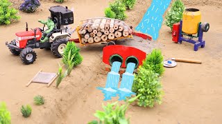 Diy tractor mini making Concrete Bridge Construction | Bridge Collapse |  @minivillagenp