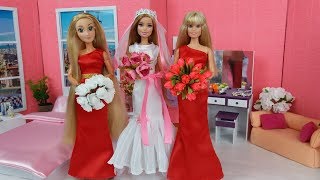 Barbie Bedroom Bathroom Morning Routine❤️ Wedding Day Dress Up👗.Rapunzel doll and Barbie Sisters.