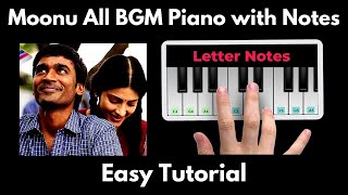 Moonu(3) all BGM Piano Tutorial with Notes | Anirudh | dhanush | Perfect Piano | 2020