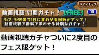 【パズドラ】動画視聴ガチャついに2度目のフェス限ゲット！