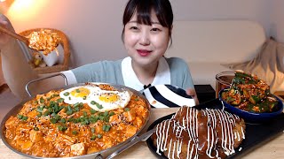 촉촉하게 비벼먹는 마파두부덮밥 오이소박이 돈까스 먹방 Spicy mapa tofu rice and Pork cutlet mukbang eatingsound