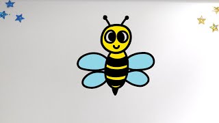 How to draw a HONEY BEE - Easy Drawing Tutorial for Kids Toddlers Preschoolers