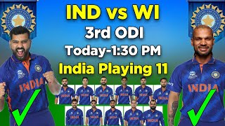 India 3rd Odi playing 11 | India Playing 11 VS West Indies | Ind Playing 11 For 3rd Odi Match