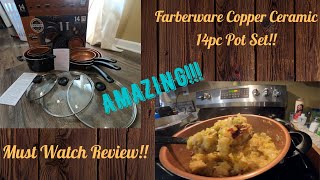 Farberware Copper Ceramic 14pc Pot Set Review!! Must Watch!! Must Buy!!