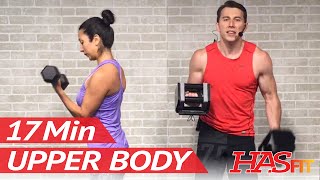 17 Min Upper Body Workout for Women & Men at Home with Dumbbells - Chest and Back Workout w/ Weights