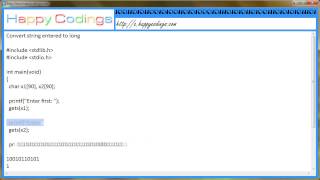Convert string entered to long c code example