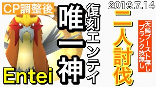 【ポケモンGO】073 色違い100％の奇跡 復刻エンテイ(調整後) 二人討伐達成 大文字 ブースト無し ブランク技無し カイオーガ艦隊 【Entei Duo】【Shiny 100%】