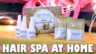 HAIR SPA AT HOME│ Aroma Treasures Argan Liquid Gold Hair Spa Kit Review│Payal Singh