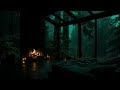 (No Ads) Rainy Forest Glass House & Fireplace • 5 Minutes to Deep Sleep 🌧️🌙Calm Mind & Insomnia Help