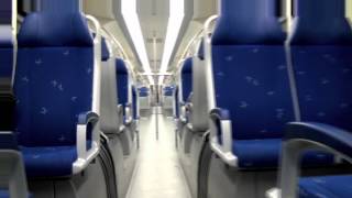 Inside a Netherlands NS Sprinter commuter train.