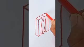 how to draw 3d letter m drawing with pencil on paper #shorts