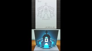 3D Church Card｜Pop Up Card｜Origami｜Paper Art｜Kirigami Art｜3D教堂彈出卡片 #shorts