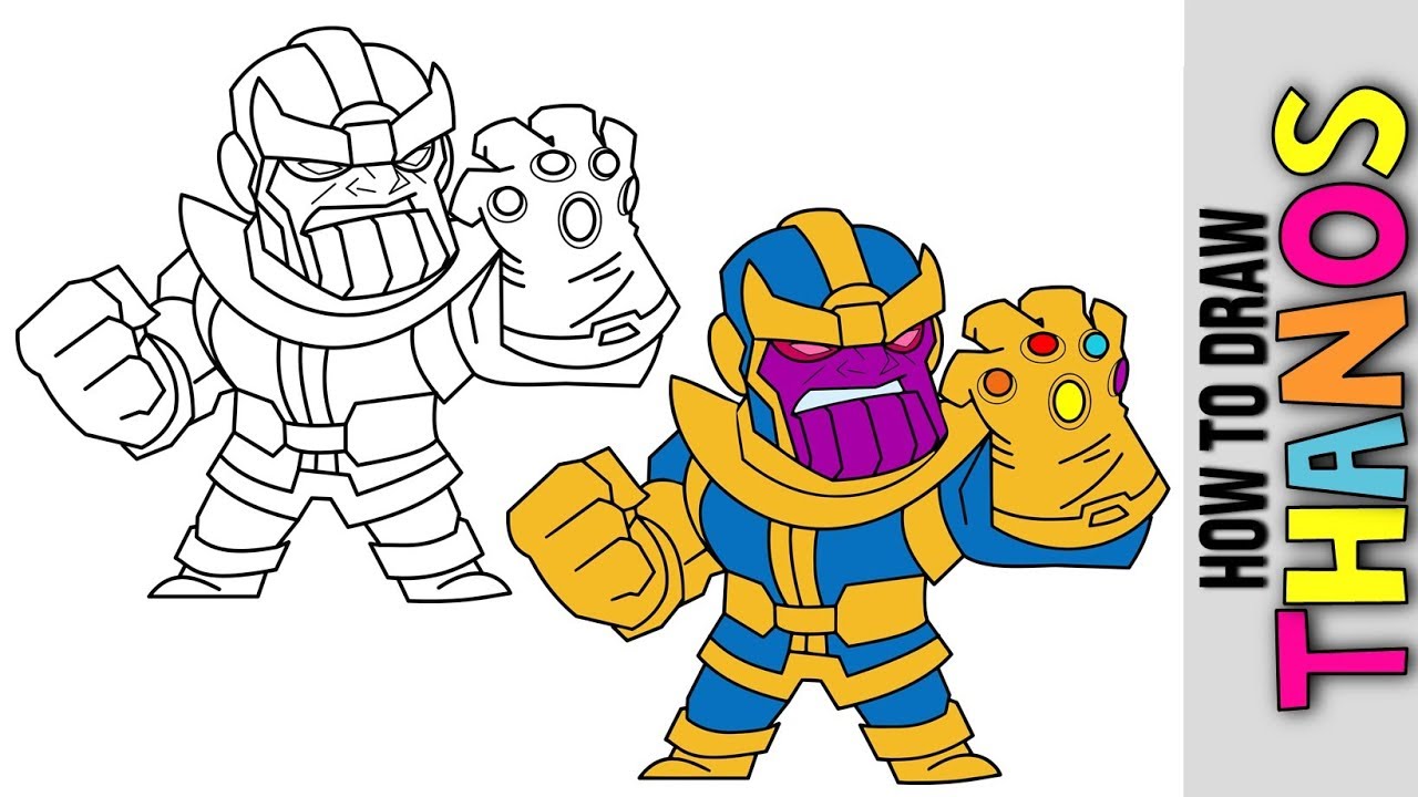 How To Draw Thanos From Avengers Endgame 😃 Easy Cute Drawings Step By ...