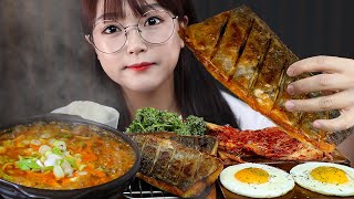 ASMR SOYBEAN PASTE STEW, GRILLED FISH, FRIED EGGS, KIMCHI | COOKING & MUKBANG | EATING SOUNDS