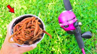 Fishing w/ GIANT Livebait WORMS (WALMART)