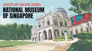 Museum digital sketch with Concepts App (timelapse tutorial)