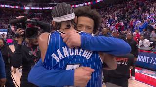 Cade and Paolo embrace after Pistons comeback from 3-1 down to win Game 7 vs Magic