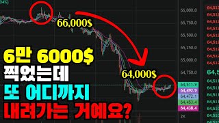 (비트코인 실시간) 6만 6000$ 찍더니 또 다시 하락...?