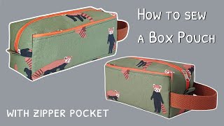 How to sew a box pouch with zipper pocket | diy box pouch | box pouch bag tutorial / 30cm zipper